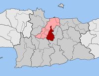 La ville d’Héraklion en Crète. Situation du canton de Témenos (auteur Pitichinaccio). Cliquer pour agrandir l'image.