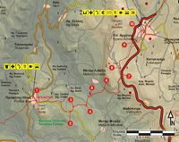 La ville d’Héraklion en Crète. Carte du sentier européen E4 - Section 62 de Profitis Ilias à Ano Archanes. Cliquer pour agrandir l'image.