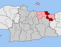 La ville d’Hersonissos en Crète. Situation du canton d’Hersonissos (auteur Pitichinaccio). Cliquer pour agrandir l'image.