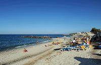 La ville d'Hersonissos en Crète. La plage d'Anissaras. Cliquer pour agrandir l'image.