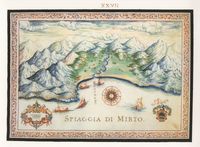 La côte sud de la commune d’Iérapétra en Crète. Carte ancienne de la baie de Myrtos par Francesco Basilicata en 1618. Cliquer pour agrandir l'image.