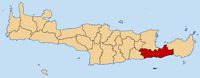 La ville d’Iérapétra en Crète. Situation du dème (auteur Pitichinaccio). Cliquer pour agrandir l'image.