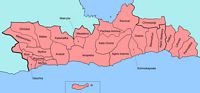 La ville d’Iérapétra en Crète. Carte des communautés locales du dème (auteur Fall185). Cliquer pour agrandir l'image.