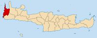 La ville de Kissamos en Crète. Situation du dème (auteur Pitichinaccio). Cliquer pour agrandir l'image.