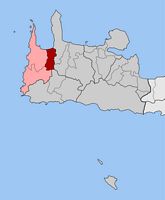 La ville de Kissamos en Crète. Situation du canton de Nopigia (auteur Pitichinaccio). Cliquer pour agrandir l'image.