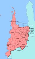 La ville de Kissamos en Crète. Carte des communautés locales du dème de Kissamos (auteur Fall185). Cliquer pour agrandir l'image.