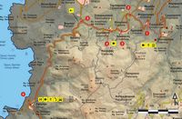La ville de Kissamos en Crète. Carte du sentier européen E4 - Section 02 de Polyrrinia à Sfinari. Cliquer pour agrandir l'image.