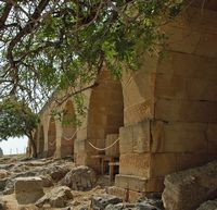 Terrasse de l'acropole de Lindos à Rhodes. Cliquer pour agrandir l'image.