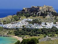 La forteresse de Lindos à Rhodes. Cliquer pour agrandir l'image.