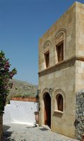 Hotel captain's house in the old town of Lindos in Rhodes. Click to enlarge the image.