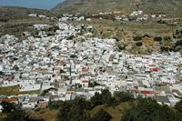 La ville de Lindos sur l’île de Rhodes. La ville. Cliquer pour agrandir l'image.