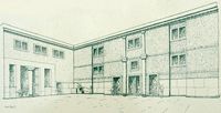 Le palais de Phaistos en Crète. Façade des appartements royaux sur la cour centrale. Cliquer pour agrandir l'image.