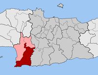 La ville de Mirès en Crète. Situation du canton de Mirès (auteur Pitichinaccio). Cliquer pour agrandir l'image.