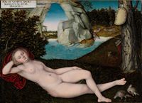 La ville de Nymfes sur l’île de Corfou. Nymphe de la source par Lucas Cranach le Jeune vers 1537. Cliquer pour agrandir l'image.
