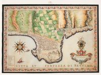La vieille ville de Réthymnon en Crète. Carte ancienne des fortifications par Francesco Basilicata en 1618. Cliquer pour agrandir l'image.