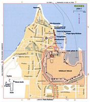 Carte de la ville antique de Rhodes. Cliquer pour agrandir l'image.