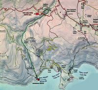 La ville de Sfakia en Crète. Carte des gorges d'Aradena. Cliquer pour agrandir l'image.