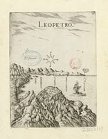 La côte nord de la commune de Sitia en Crète. Gravure de Leopetro par Marco Boschini en 1651. Cliquer pour agrandir l'image.