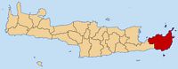 La ville de Sitia en Crète. Situation du dème (auteur Pitichinaccio). Cliquer pour agrandir l'image.