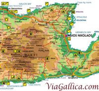 Le plateau du Lassithi en Crète. Carte physique du massif du Dicté. Cliquer pour agrandir l'image.