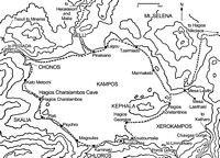 Le plateau du Lassithi en Crète. Plan du plateau. Cliquer pour agrandir l'image.
