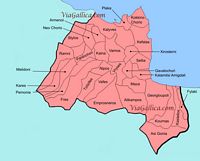 La ville de Vryssès en Crète. Carte des communautés locales du dème de l'Apokoronas (auteur fall185). Cliquer pour agrandir l'image.