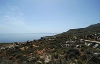 La ville de Vryssès en Crète. Le golfe de l'Almyros vu depuis le cap Drapano. Cliquer pour agrandir l'image.