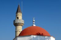 Kos Stadt, Kos Insel - Das Osmanische Stadt - Das Minarett der Moschee Defterdar Kos (Autor bazylek100). Klicken, um das Bild in Flickr zu vergrößern (neue Nagelritze).