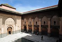 La médersa Ben Youssef à Marrakech au Maroc. Patio. Cliquer pour agrandir l'image dans Adobe Stock (nouvel onglet).