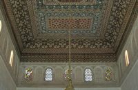 Le palais de la Bahia à Marrakech au Maroc. Plafond du pavillon privé du palais de la Bahia. Cliquer pour agrandir l'image dans Adobe Stock (nouvel onglet).