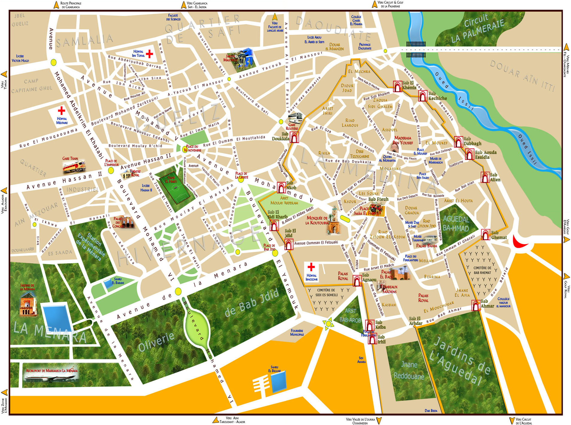 Cliquer sur les zones actives pour atteindre les lieux