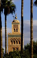 Le quartier de la Médina à Marrakech au Maroc. Mosquée Koutoubia. Cliquer pour agrandir l'image.