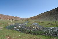 La ville d'Oukaïmeden au Maroc. Station de ski d'Oukaïmeden. Cliquer pour agrandir l'image.