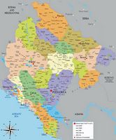 Le Monténégro. Carte politique. Cliquer pour agrandir l'image.