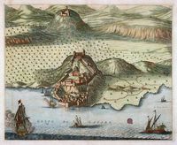 La ville d'Herceg-Novi au Monténégro. Gravure de Kotor vers 1700, par Pierre Mortier. Cliquer pour agrandir l'image.