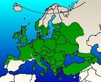 Chêne pédonculé. Répartition. Cliquer pour agrandir l'image.