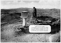 Stèle commémorant l'atterissage d'Eugène Renaux au sommet du puy de Dôme. Cliquer pour agrandir l'image.