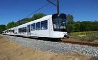 Le train panoramique du Puy de Dôme. La première rame du Panoramique des Dômes, le 26 mai 2012 à 11 h. Cliquer pour agrandir l'image.