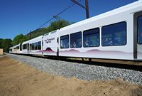 Le train panoramique du Puy de Dôme. La première rame du Panoramique des Dômes, le 26 mai 2012 à 11 h. Cliquer pour agrandir l'image.