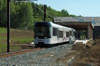 Le train panoramique du Puy de Dôme. La première rame du Panoramique des Dômes, le 26 mai 2012 à 11 h. Cliquer pour agrandir l'image.