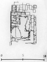 Les ruines de la cité romaine de Pollentia à Majorque. Plan du petit temple 1. Cliquer pour agrandir l'image.