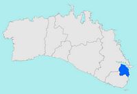 La ville d'Es Castell à Minorque. Situation de la commune (auteur Joan M. Borràs). Cliquer pour agrandir l'image.