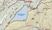 La ville d'Escorca à Majorque. Carte de randonnée au lac de Cúber. Cliquer pour agrandir l'image.