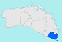 La ville de Sant Lluís à Minorque. Situation de la commune (auteur Joan M. Borràs). Cliquer pour agrandir l'image.