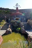 De verzameling van cactussen van de Cactustuin in Guatiza in Lanzarote. Winkel. Klikken om het beeld te vergroten.