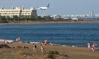 Het dorp Puerto del Carmen in Lanzarote. Matagorda strand. Klikken om het beeld te vergroten.