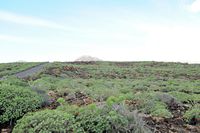 De grot Cueva de los Verdes in Haría in Lanzarote. De Corona vulkaan gezien vanaf de Cueva de los Verdes. Klikken om het beeld te vergroten.