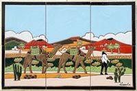 Het Etnografisch Museum Tanit in San Bartolome in Lanzarote. Azulejo die de Montaña de Timanfaya vertegenwoordigt. Klikken om het beeld te vergroten.