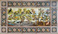 Het Etnografisch Museum Tanit in San Bartolome in Lanzarote. Azulejo met vogels. Klikken om het beeld te vergroten.
