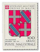 Chevaliers de Rhodes. Timbre, armes de dieudonne de gozon. Cliquer pour agrandir l'image.